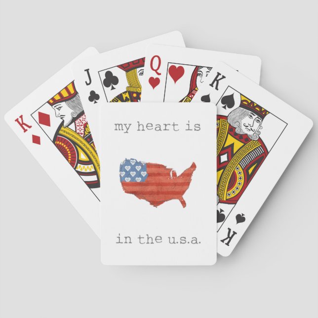 Americana | My Heart Is In The USA Map Poker Cards (Back)