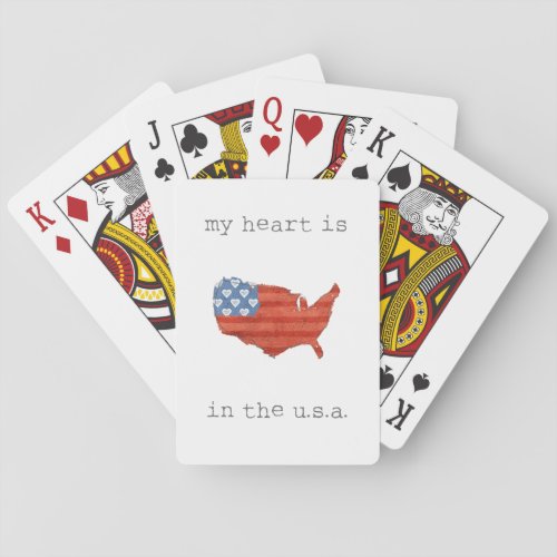 Americana  My Heart Is In The USA Map Poker Cards