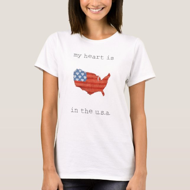 Americana | My Heart Is In The USA Map T-Shirt (Front)