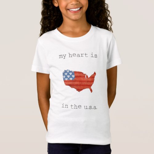 Americana  My Heart Is In The USA Map T_Shirt