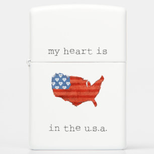 Americana   My Heart Is In The USA Map Zippo Lighter
