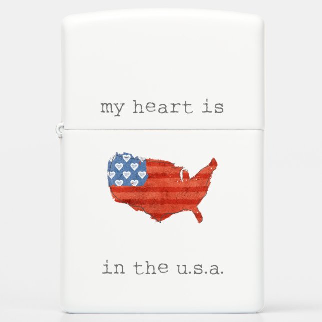 Americana | My Heart Is In The USA Map Zippo Lighter (Front)