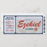 Baseball Invitation Kids Adults Birthday Photo Ticket Red – Pink