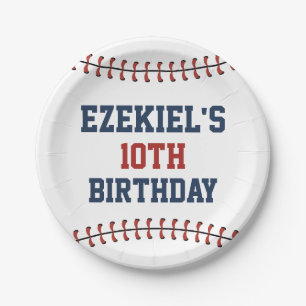Americana Navy Blue & Red Baseball Birthday Paper Plates