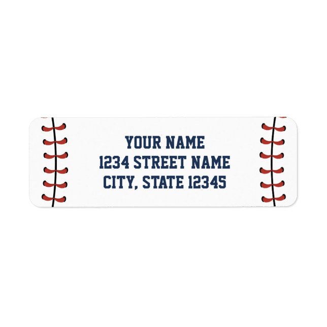 Americana Navy & Red Baseball Birthday/Baby Shower Label (Front)