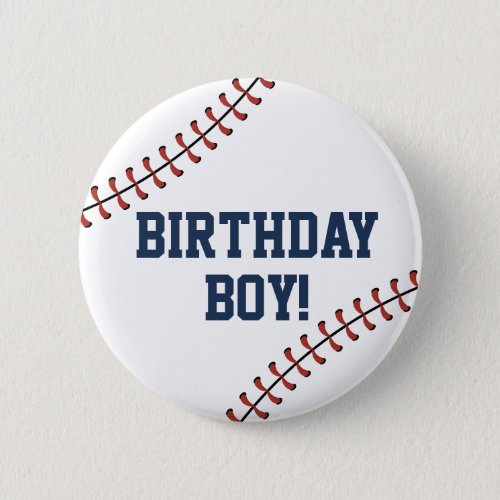 Americana Navy  Red Baseball Birthday BoyGirl Button