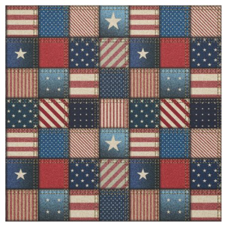 Americana Patchwork Image Fabric | Zazzle