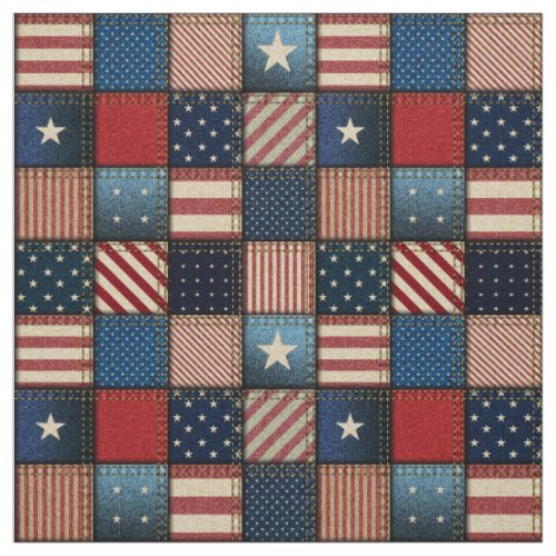 Americana Patchwork Image Fabric