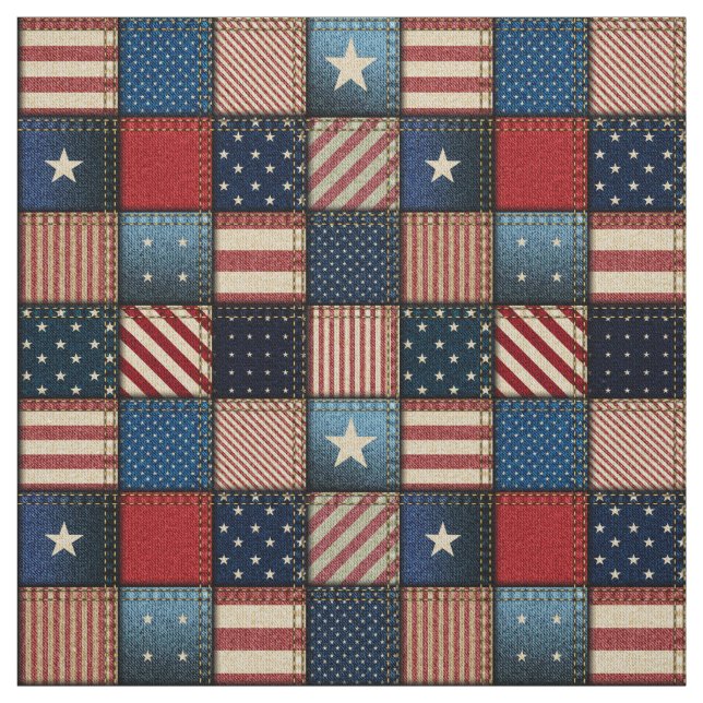 Americana Patchwork Image Fabric (Swatch)