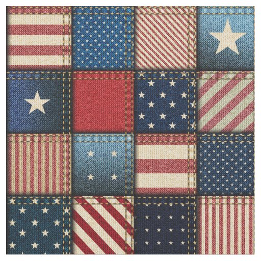 Americana Patchwork Image Fabric