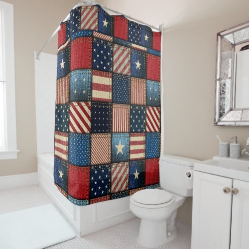 Americana Patchwork Image Version 2 Shower Curtain
