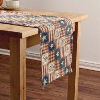 Americana Patriotic Country Rustic Farmhouse Short Table Runner