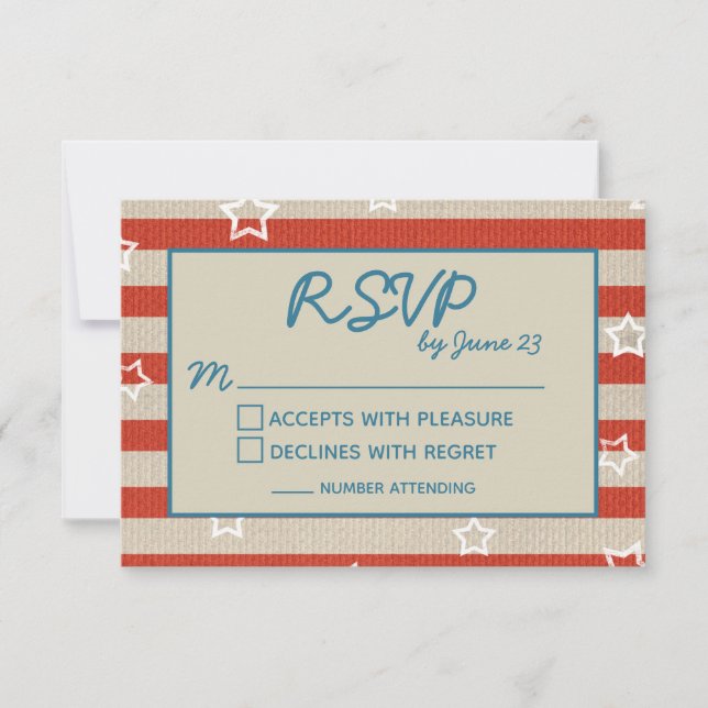 Americana Patriotic Wedding RSVP Details Insert Card (Front)