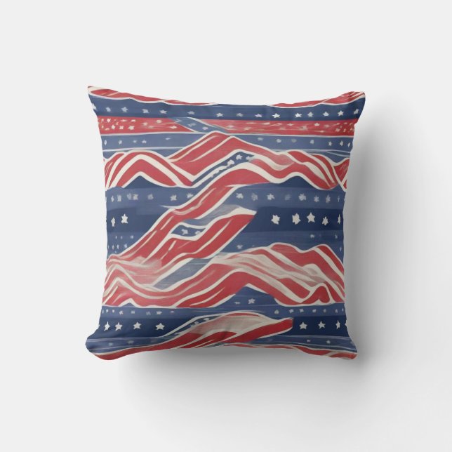 Americana Pattern Throw Pillow (Front)