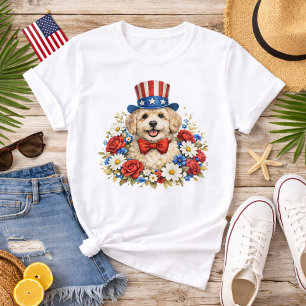 Americana Puppy Illustration T-Shirt