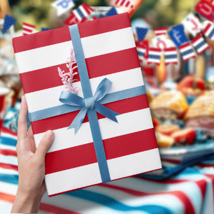 Americana Red And White Stripes Wrapping Paper Sheets