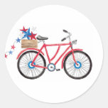 Americana Red Bike Classic Round Sticker