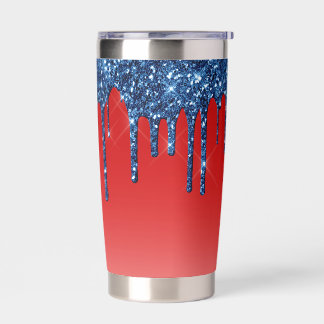 Americana Red Blue Glitter Drip Insulated Tumbler