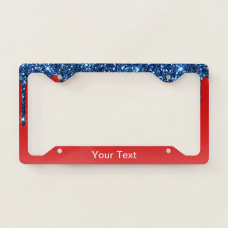 Americana Red Blue Glitter Drip License Plate Frame