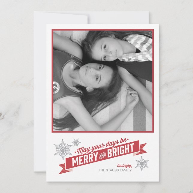 Americana Red Marquee Holiday Photo Card (Front)