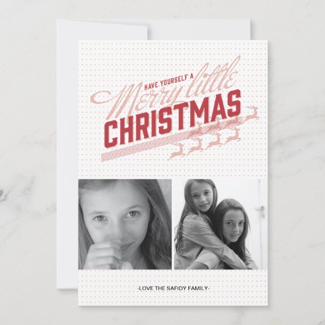 Americana Red Reindeer Holiday Photo Card (Front)