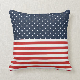Americana Red White and Blue American Flag Throw Pillow