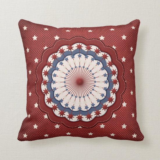 Americana Red White and Blue Patriotic Stars Throw Pillow