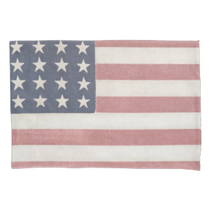 Americana Red White and Blue Vintage Flag Pillow Case