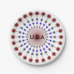 Americana, Red White and Blue with Stars Paper Plates