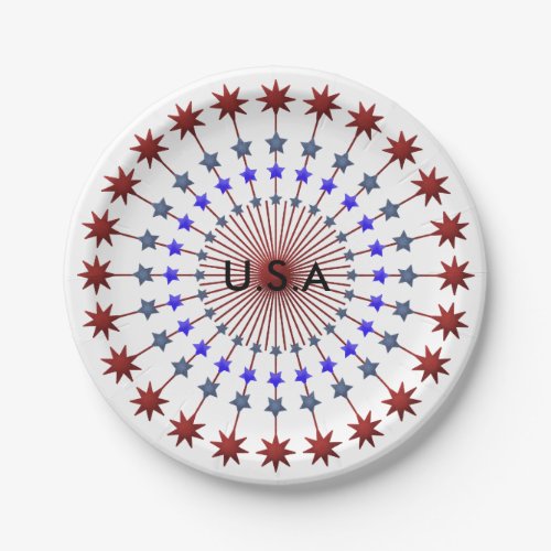 Americana Red White and Blue with Stars Paper Plates