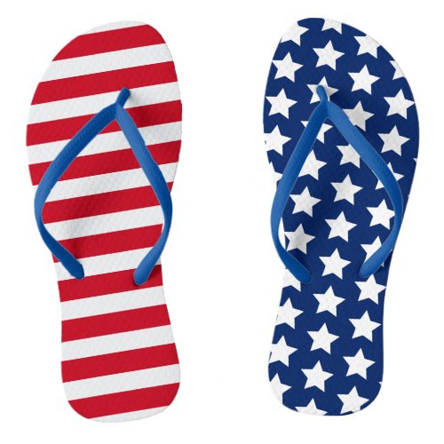 Americana Red White Blue Stars and Stripes Flip Flops