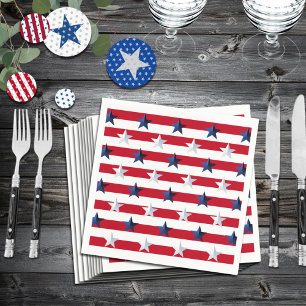 Americana Red White Blue Stars And Stripes Napkins