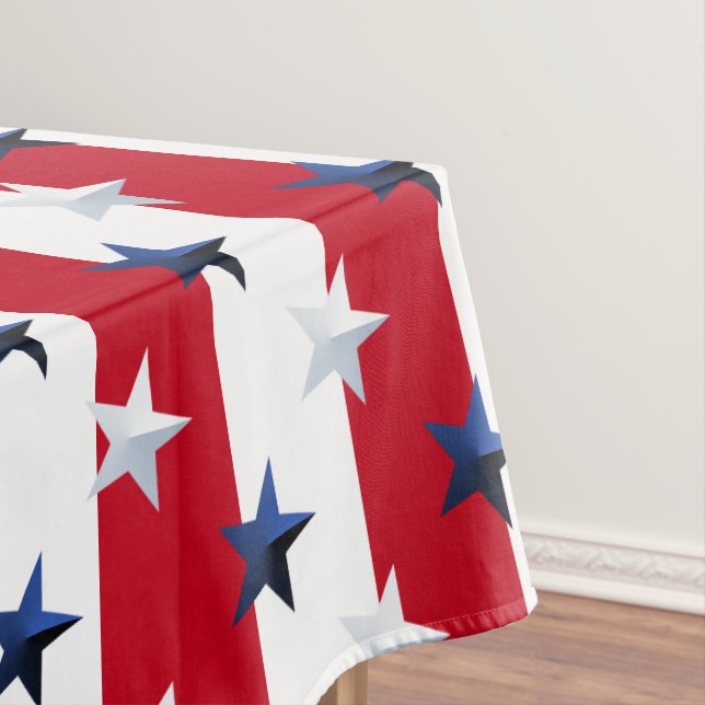 Americana Red White Blue Stars And Stripes Tablecloth (In Situ)