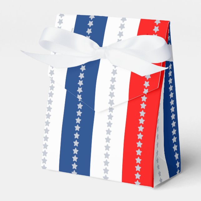 Americana Red White Blue Stars & Stripes Favor Boxes (Front Side)