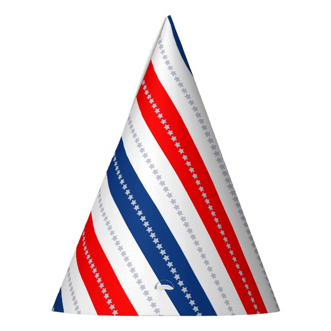 Americana Red White Blue Stars & Stripes Party Hat (Left)