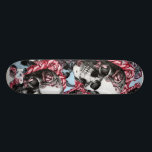 Americana Rose Skulls Skate Deck. Skateboard Deck<br><div class="desc">Multi Skull artwork with roses in americana color palette,  created from hand drawn artwork.</div>