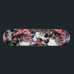 Americana Rose Skulls Skate Deck. Skateboard Deck<br><div class="desc">Multi Skull artwork with roses in americana color palette, created from hand drawn artwork.</div>