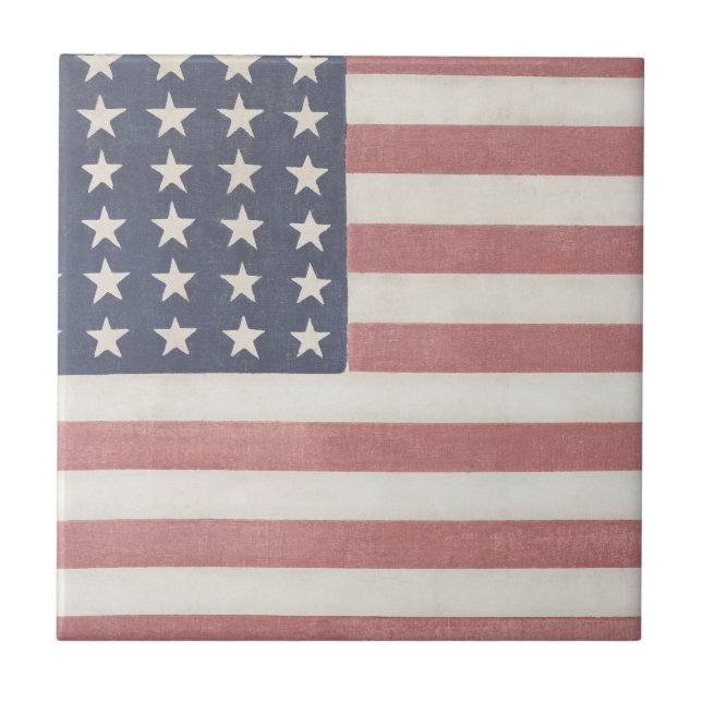 Americana Rustic American Flag Ceramic Tile (Front)