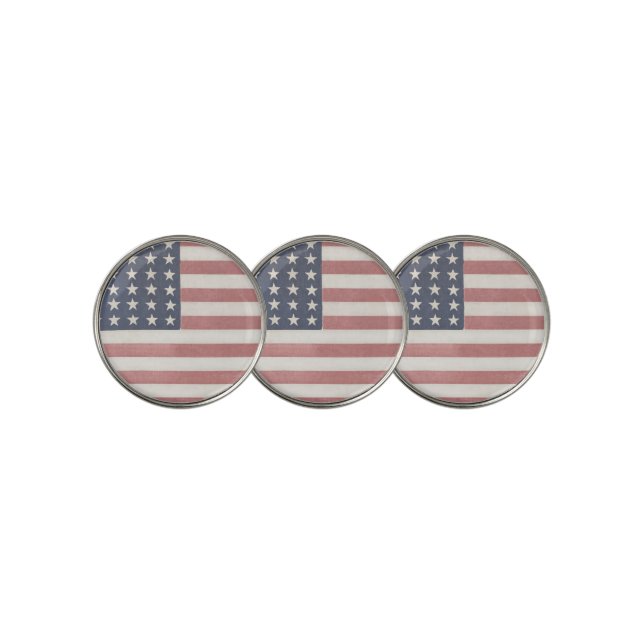 Americana Rustic American Flag Golf Ball Marker (3 Up)
