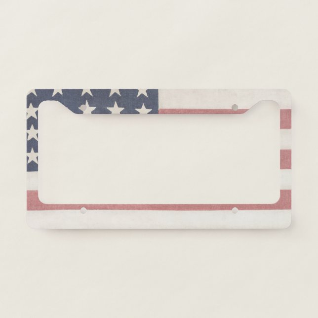 Americana Rustic American Flag License Plate Frame (Front)