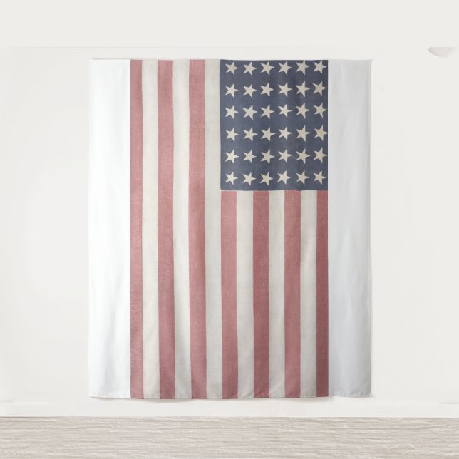 Americana Rustic American Flag Tapestry (Front)