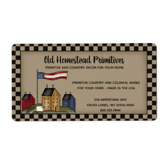 Americana Saltbox Primitive Country Rustic Label