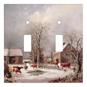 Americana Snow Farm Animals Light Switch Cover