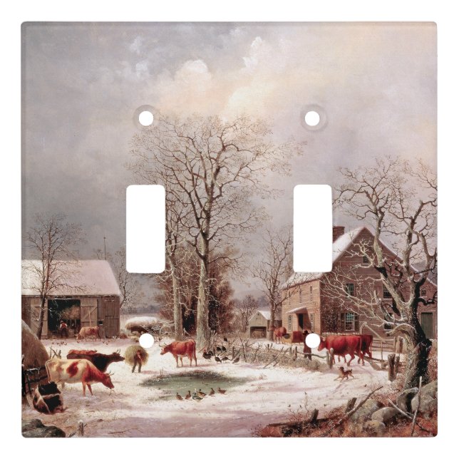 Americana Snow Farm Animals Light Switch Cover (Front)