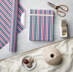 Americana stars and stripes wrapping paper