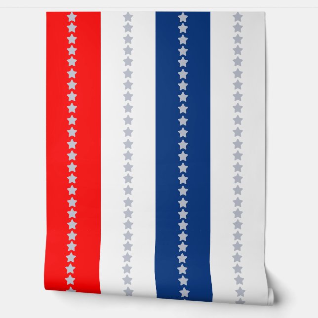Americana Stars & Stripes 6 Inch Wide Stripes Wallpaper (Unrolling)