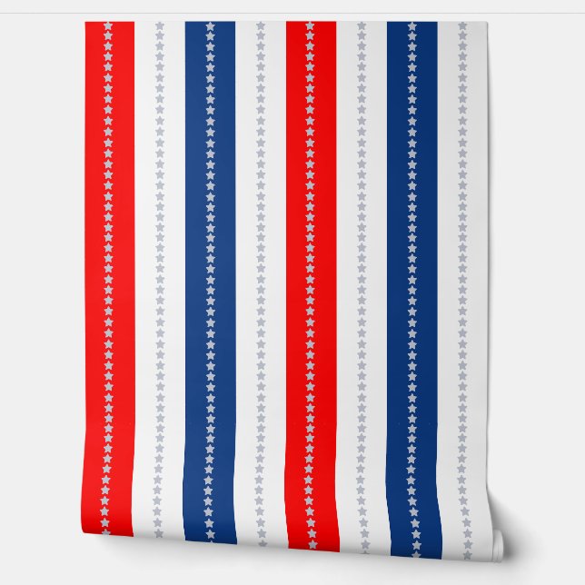 Americana Stars & Stripes Three Inch Wide Stripes Wallpaper (Unrolling)
