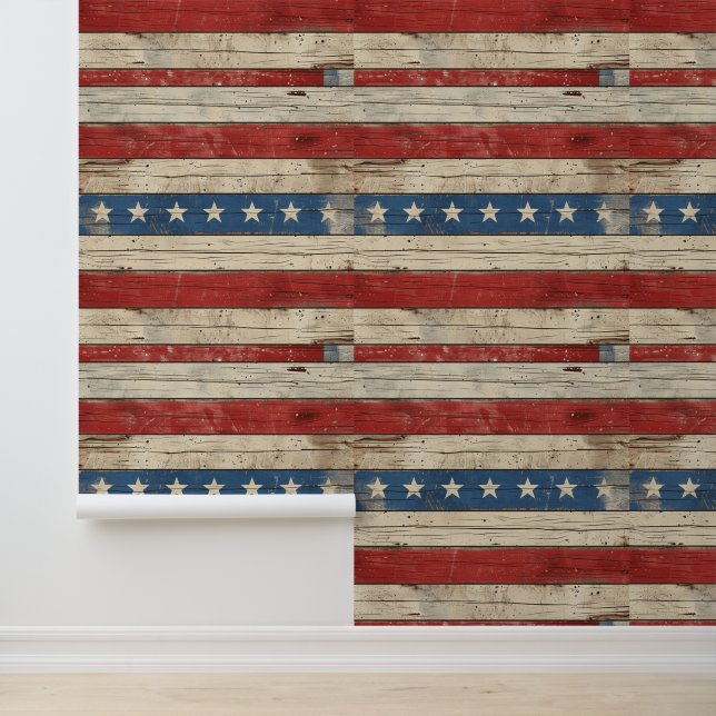 Americana Style Faux Wood Planks/Shiplap Wallpaper (Application)