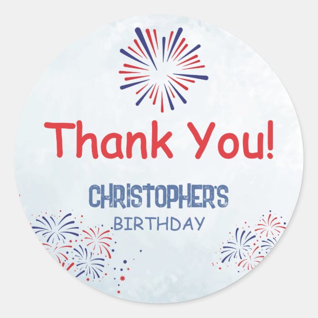 Americana Summer Little Firecracker Birthday Classic Round Sticker (Front)