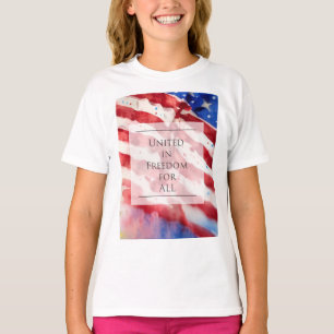 Americana watercolor,American flag freedom for all T-Shirt